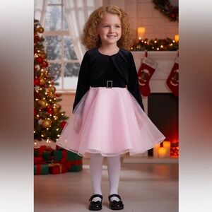 Special Occasion Pink & Black velvet Dress & jacket sz 4T